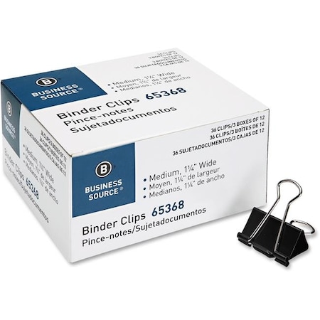 Business Source Business Source BSN65368 Medium Binder Clips; 36 Per Pack BSN65368